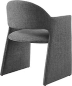 Modway Talia Upholstered Fabric Dining Armchair in Charcoal - Modern Curved Dining Chair with Open-Back - Living Room Barrel Lounge Chair - Single Upholstered Accent Chair with Arms