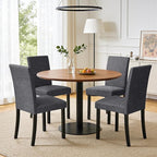 CHUN YI Upholstered Dining Chairs Set of 4, Fabric Dining Room Chairs with Solid Wood Legs, Modern Parson Chairs for Kitchen, Restaurant, Hotel, Dark Gray