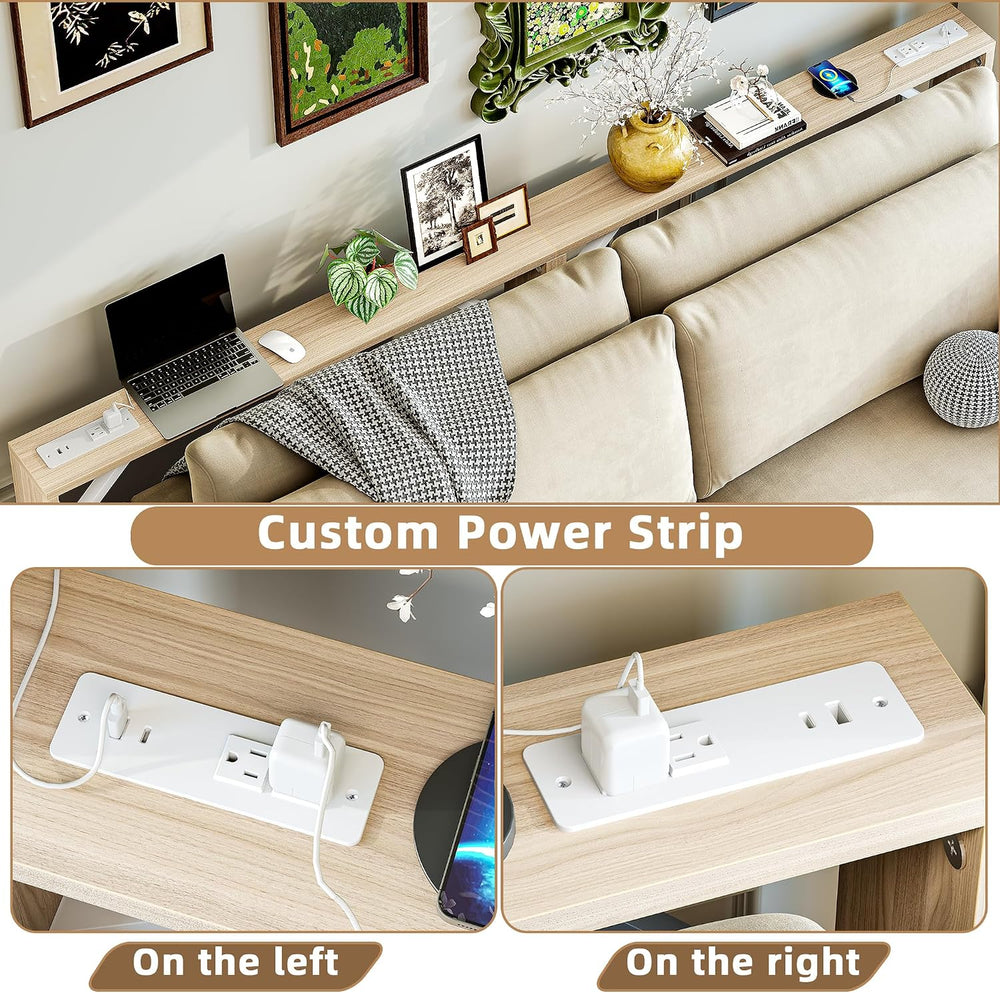 TIQLAB 5.9 Inch Narrow Console Table with Power Outlet,Sofa Table Set of 2，To...