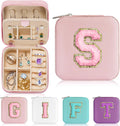 Parima Bridesmaid Gifts for Wedding Day, Bridesmaid Gifts for Women | Bridesmaid Proposal Gifts Unique Gifts | Wedding Travel Essentials Small Jewelry Box | Travel Jewelry Case - Letter S, Pink