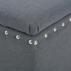 Storage Ottoman Bench,End of Bed Stool w/Safety Hinge & Nailhead Accents,Bedroom Upholstered Footrest,for Entryway,Living Room, Bed Room, Charcoal,42inch
