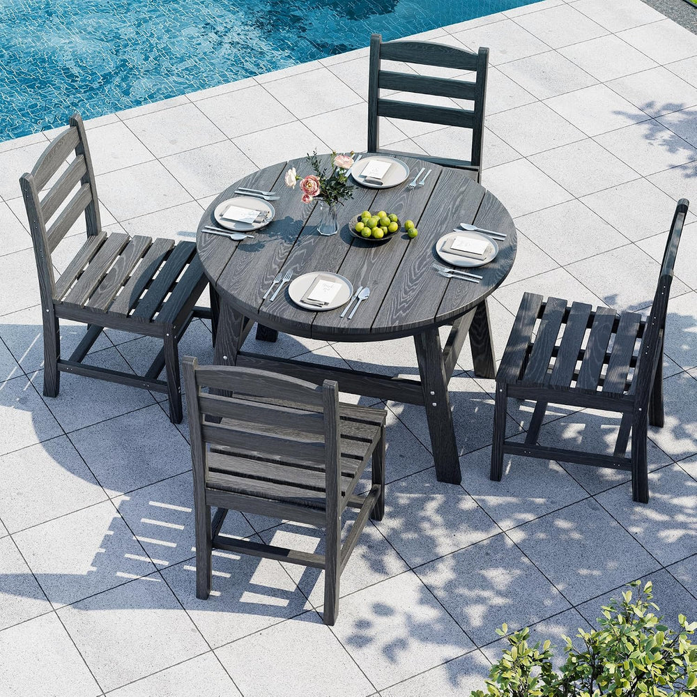 Patio Dining Set, 5-Piece HDPE Outdoor Dining Set for 4, Grey