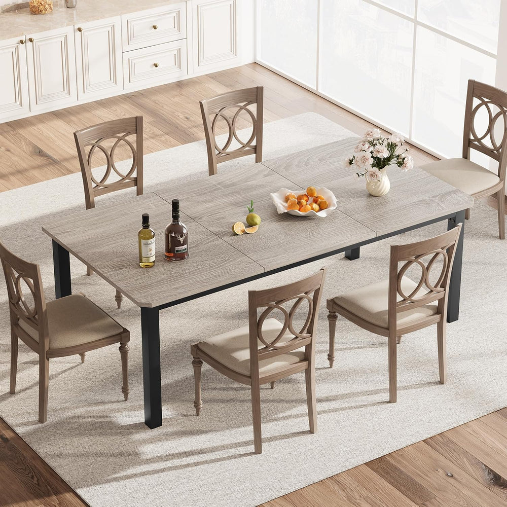 GarveeHome Industrial Dining Table for 6-8 People, 78.7" Long Kitchen Ta...