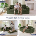 MAXYOYO 79" Loveseat Sofa Couch for Small Spaces, Upholstered Boneless Cloud Couch for Apartment Bedroom, 2-Seater Love Seat Floor Modern Sofa with Pillows, No Assembly Required, Dark Green
