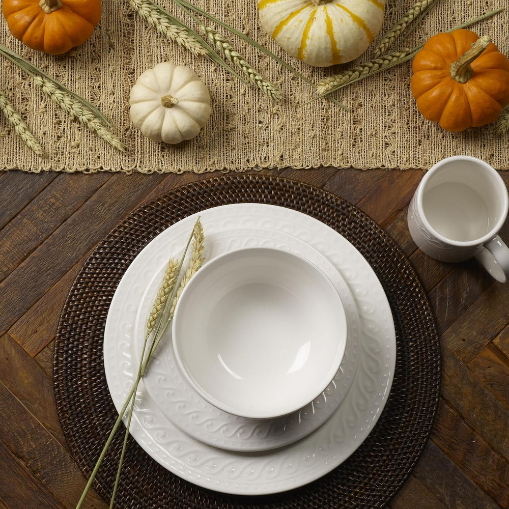 Pfaltzgraff Sylvia Dinnerware Set 32-Piece Service for 8 - White Porcelain Di...