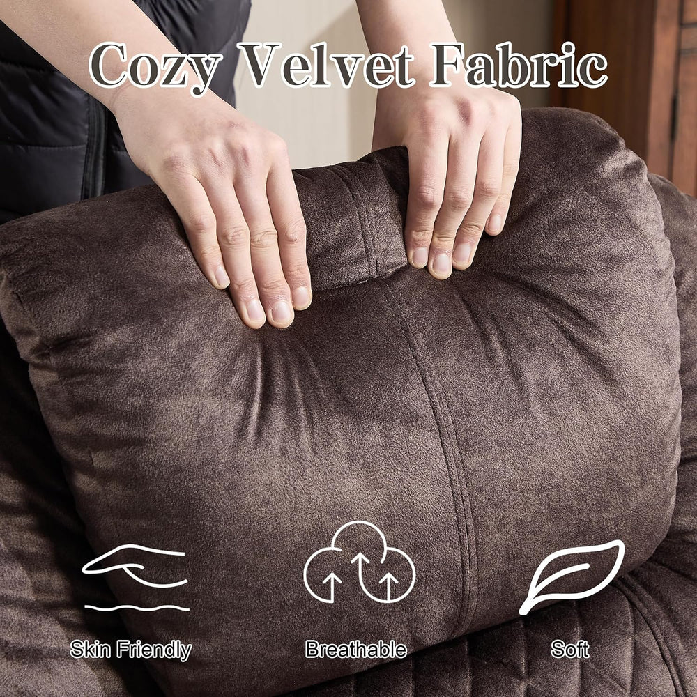 AHMED Dual Motor Power Swivel Rocker Recliner Chair, Velvet Brown | Electric ...