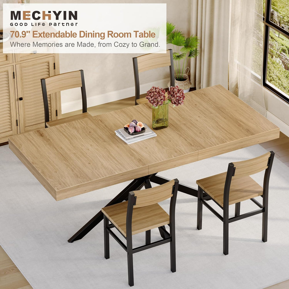 Extendable Dining Room Table for 4 6 8, 55"-71" Long Rectangle Kitc...