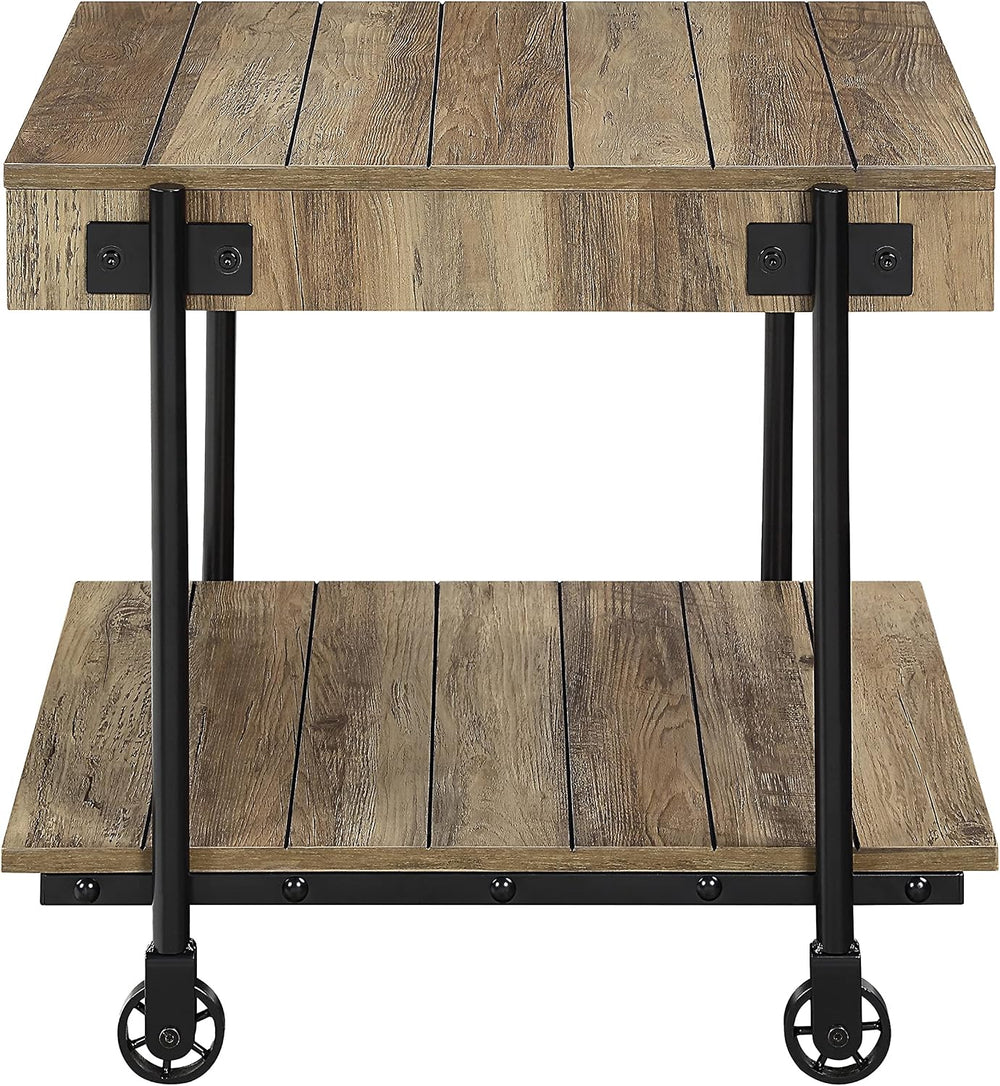 Furniture of America Cleon Industrial Open-Shelf 3-Piece Coffee, End and Sofa...