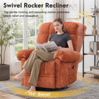 Korser 360° Swivel Rocker Recliner Chair, Rocking Chair Nursery with Massage and Heat, Small Recliners for Small Space, Manual Reclining Chair with Cozy Chenille Fabric, Side Pockets for Living Room