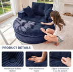 MAXYOYO L Shape Sectional Sofa Couch and Round Chaise Lounge, Modern Cloud Couch with Ottoman, Comfy Sofa with Layered Cushion, Tufted Upholstered Sleeper Chair for Living Room, No Assembly Required