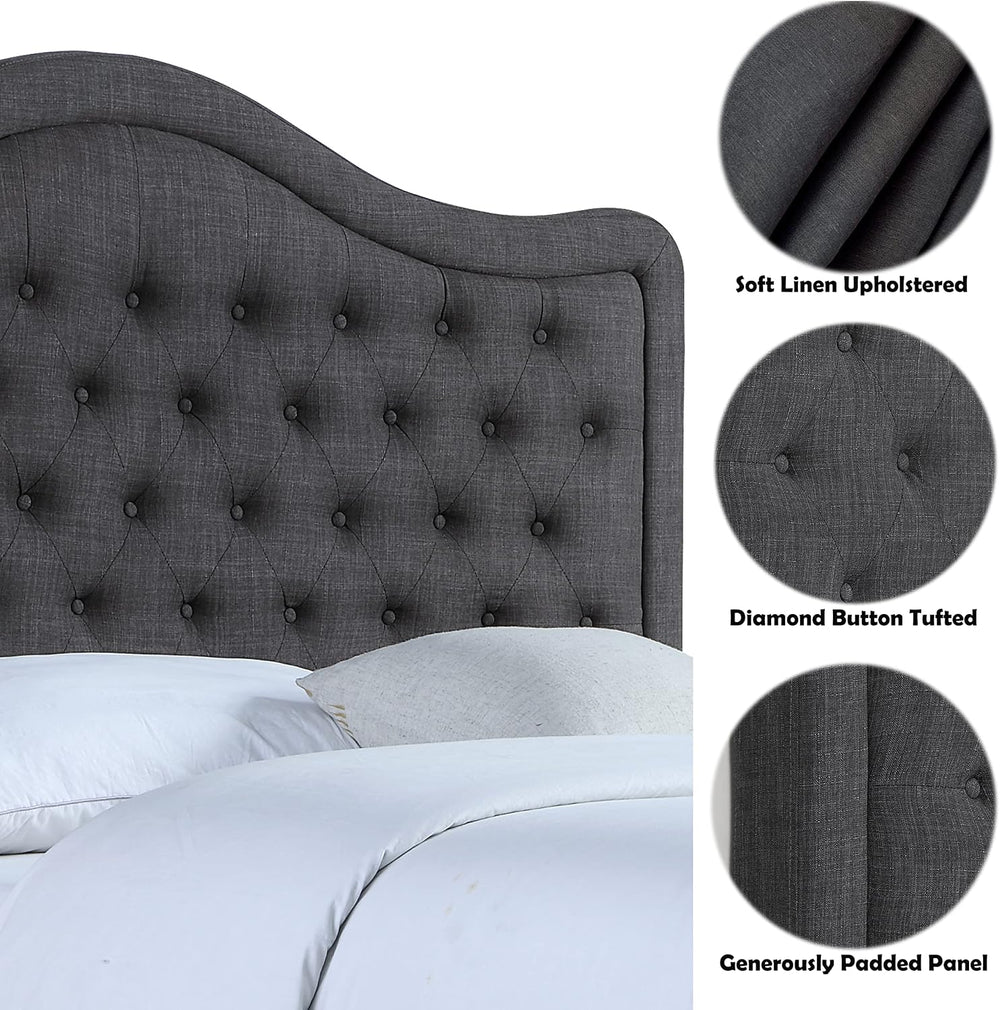 Rosevera Grayson Bed Polyester Adjustable Headboard with Fine Linen Upholster...