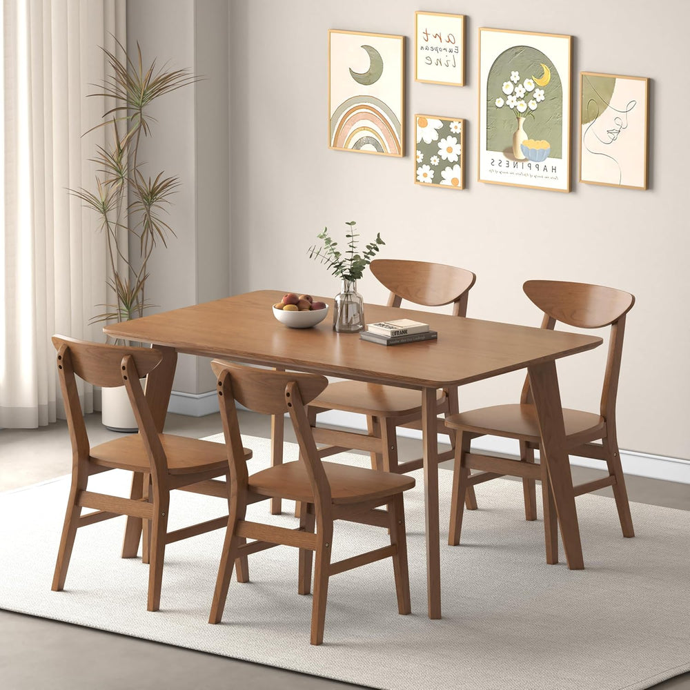 WiberWi 5 Piece Dining Table Set for 4, Solid Wood Kitchen Table Chairs Set o...