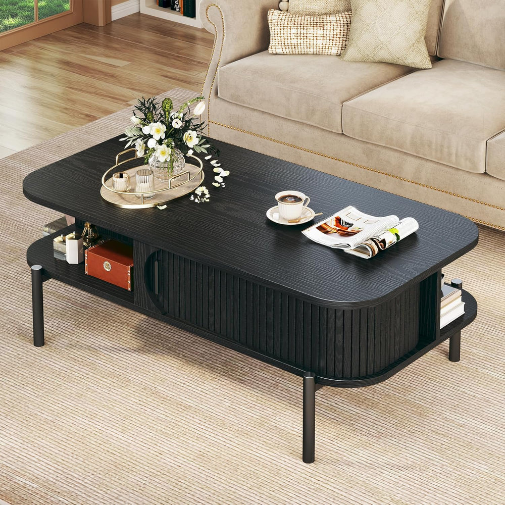 Coffee Table, 39.4" Mid Century Modern Coffee Tables for Living Room, Co...