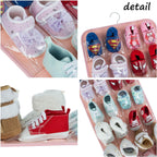 PACMAXI Over The Door Shoes Organizer for 12 Pairs of Baby Shoes Boys Girl | Hanging Baby Sole Shoe Organizer with Hanger Wall Hanging Toddler Holder(Felt Material-Pink)