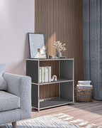 32-Inch 2-Tier Metal Bookcase, Open Shelf Storage Organizer for Living Room, Bedroom, Side Table or Nightstand Use, Modern DIY Assembly, Grey