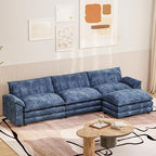 Furniwell 119" Modular Couch 3-Seat Sofa with Reversible Ottoman, Cloud Couch L Shaped Sofa with Deep Seat, Chenille Sectional Couches for Living Room