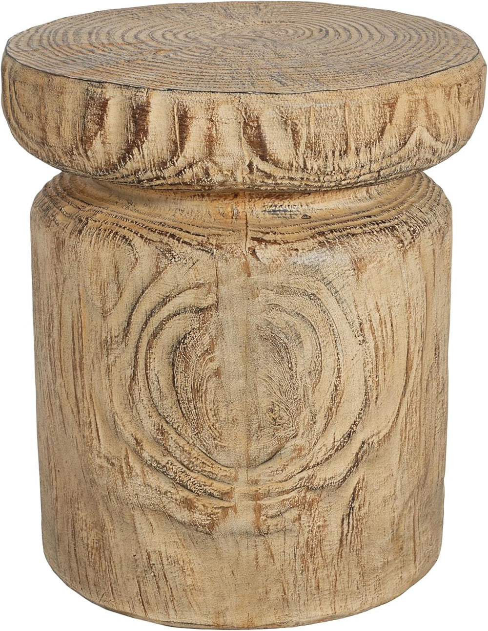Merax MGO Wood Grain Side Table, Realistic Tree-Stump Design, Lightweight Con...