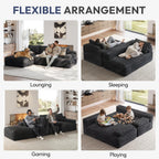 Yaheetech 110" Sectional Sofa Boneless Couch with Chaise, Dark Gray | Sectional Sofa Cloud Couch Corduroy Modular L-Shape Couch No Assembly Sofa with Detachable Pillow for Living Room Guest Room