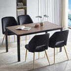 NORDICANA Modern Dining Chair Set of 4, Black Velvet Fabric Upholstered Accent Chairs with Golden Metal Legs, Round Back Side Chairs for Kitchen Living Room Bedroom