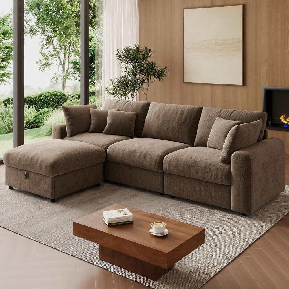 WorthFurni 110” Cloud Sectional Couches for Living Room, Modular Sectional So...