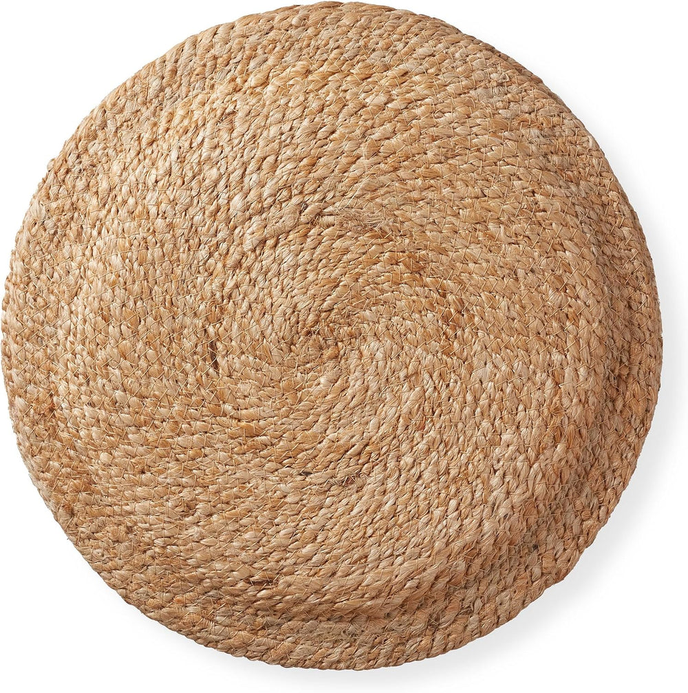 Casafield Hand-Braided Jute Pouf Ottoman Footrest, 14" W x 14" D x ...