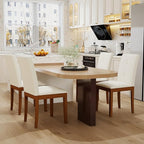 DAGONHIL Dining Chairs Set of 4, Modern Upholstered Fabric Dining Room Chairs, Armless Kitchen Chairs with Wood Legs and Padded Seat for Living Room, Bedroom, Kitchen (Beige)