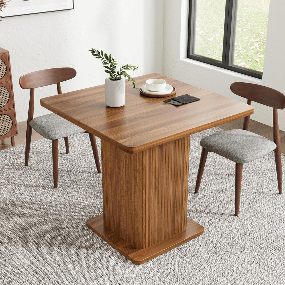 Small Square Dining Table for 2-4, 31.5 Inch Farmhouse Kitchen Table with 2-T...