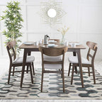 Christopher Knight Home Idalia 50" Rectangular Dining Set, 5-Pcs Set, Natural Walnut / Light Beige