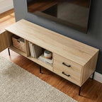 TV Stand for 55/60 Inch TV, Modern Wood Entertainment Center with Storage, 52" Media Console Table with 2 Drawers & Door Cabinet, Television Stands for Living Room & Bedroom(Burlywood)