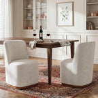 Christopher Knight Home Lucy Chenille Upholstered Dining Chairs Set of 2, Sturdy Wooden Dining Chair with Pedestal Base, Modern Kitchen Chairs with Solid Back, Versatile Indoor Usage, Beige