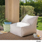 Great Deal Furniture GDFStudio Tulum Outdoor Khaki Water Resistant Fabric Bean Bag Lounger