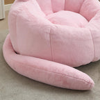 YISHENG Faux Fur Bean Bag Chairs, Cat Design，Large Bean Bag Couch for Adults,Stuffed Single Sofa Chair Comfy Giant Bean Bag Chair with Spacious Design for Playing or Bedroom,Reading Pink