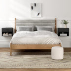 Floating Nightstands Set of 2 with Drawer and Open Shelf, Small Wall Mounted Bedside End Table, Modern Fluted Night Stand for Bedroom, Living Room, Black