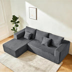 106" Corduroy Boneless Modular Sectional Sofa, Cloud-Louch Deep Seat Sofa with Left Chaise for Living Room & Bedroom（L-Shaped Left Hand Facing ）