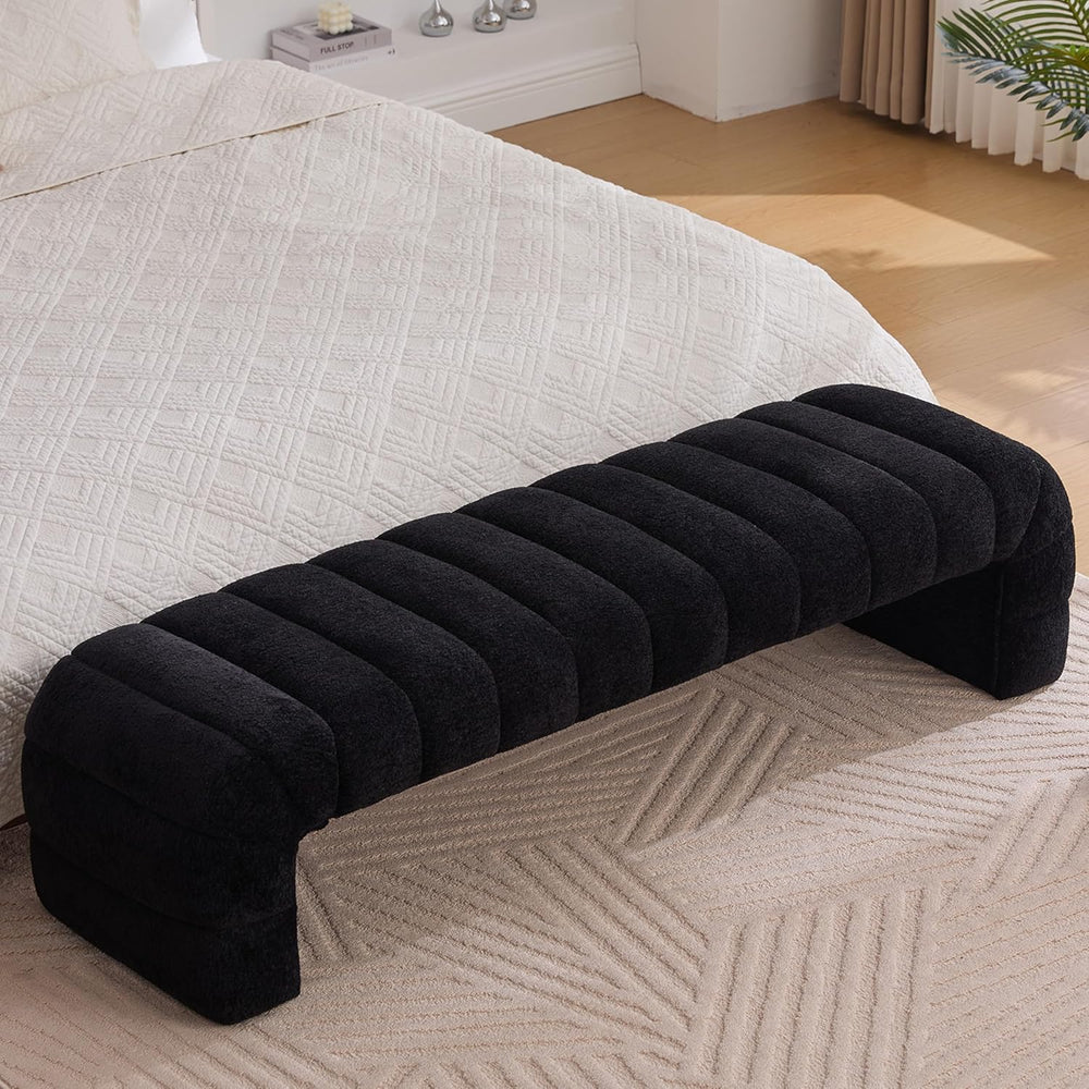 Arched Ottoman Bench for Bedroom Living Room,69.7" Chenille Long Benches...