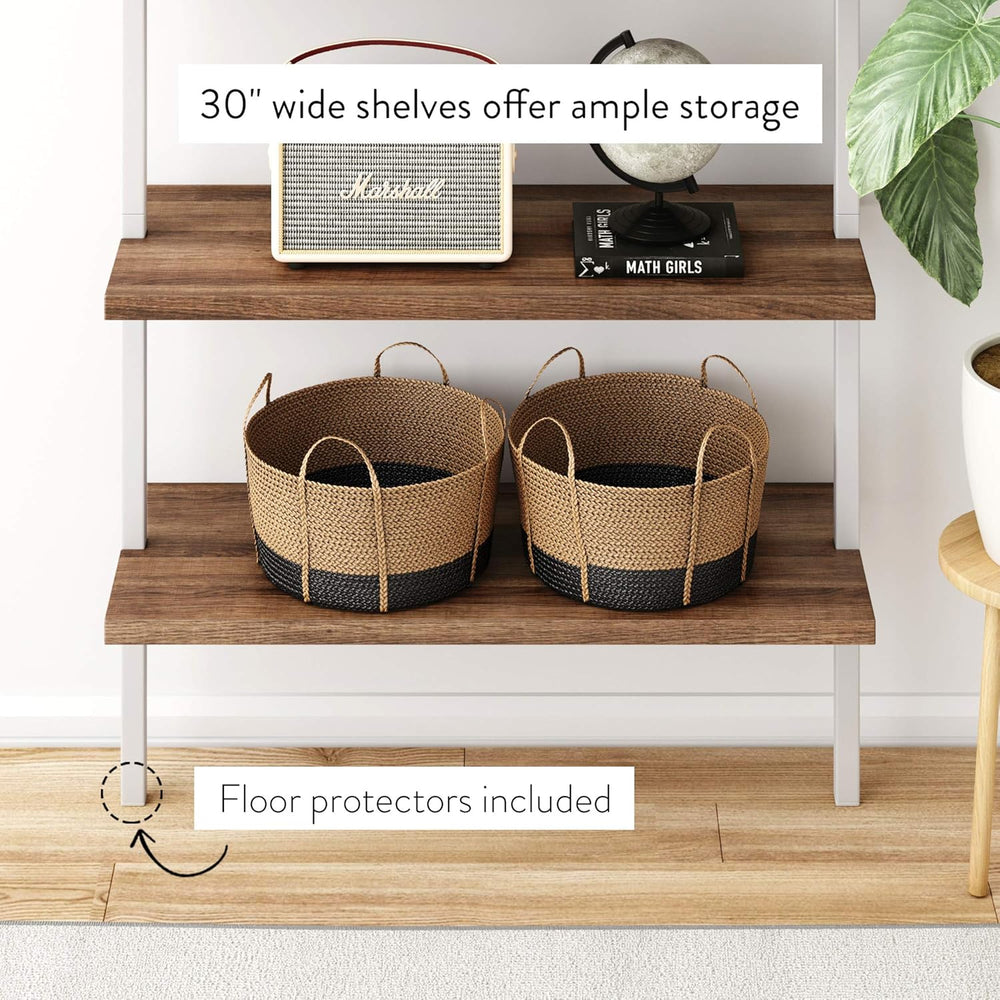 Nathan James Theo 6-Shelf Tall Bookcase, Wall Mount Bookshelf with Natural Wo...