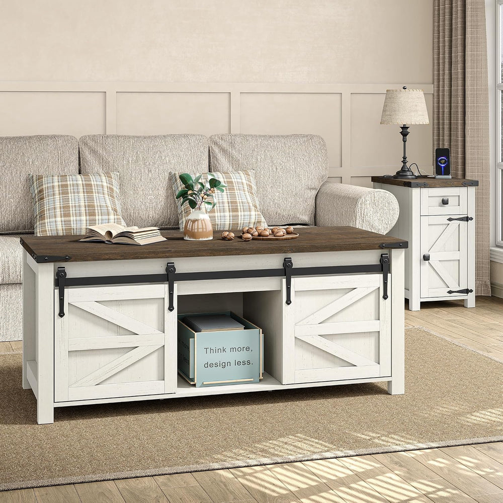 Furnihold Farmhouse CoffeeTable Set of 3, Living Room 3 Pieces Coffee Table S...
