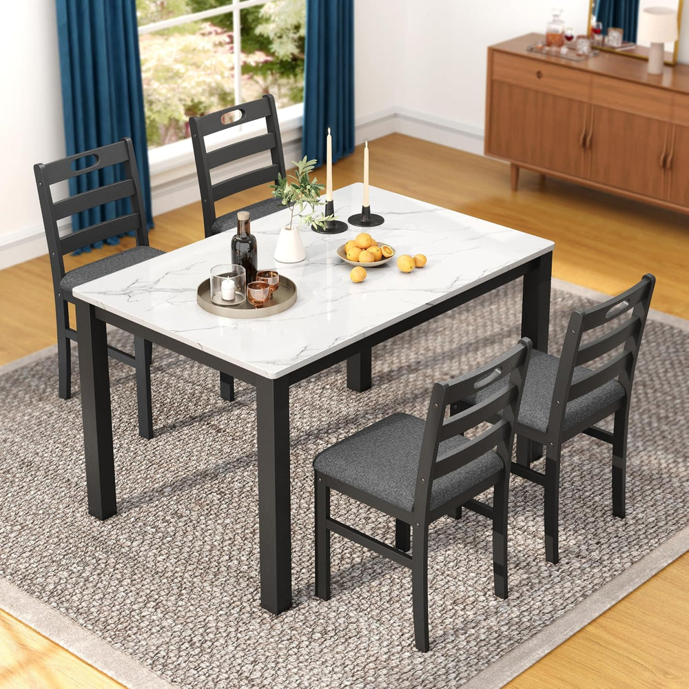 Sophia & William Marble Design Kitchen Table and Chairs, Dining Table Set