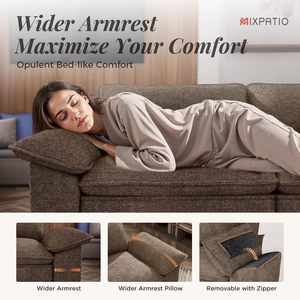 MIXPATIO 124" 4-Seat L Shaped Modular Sectional Sofa,Chenille Taupe | Mo...