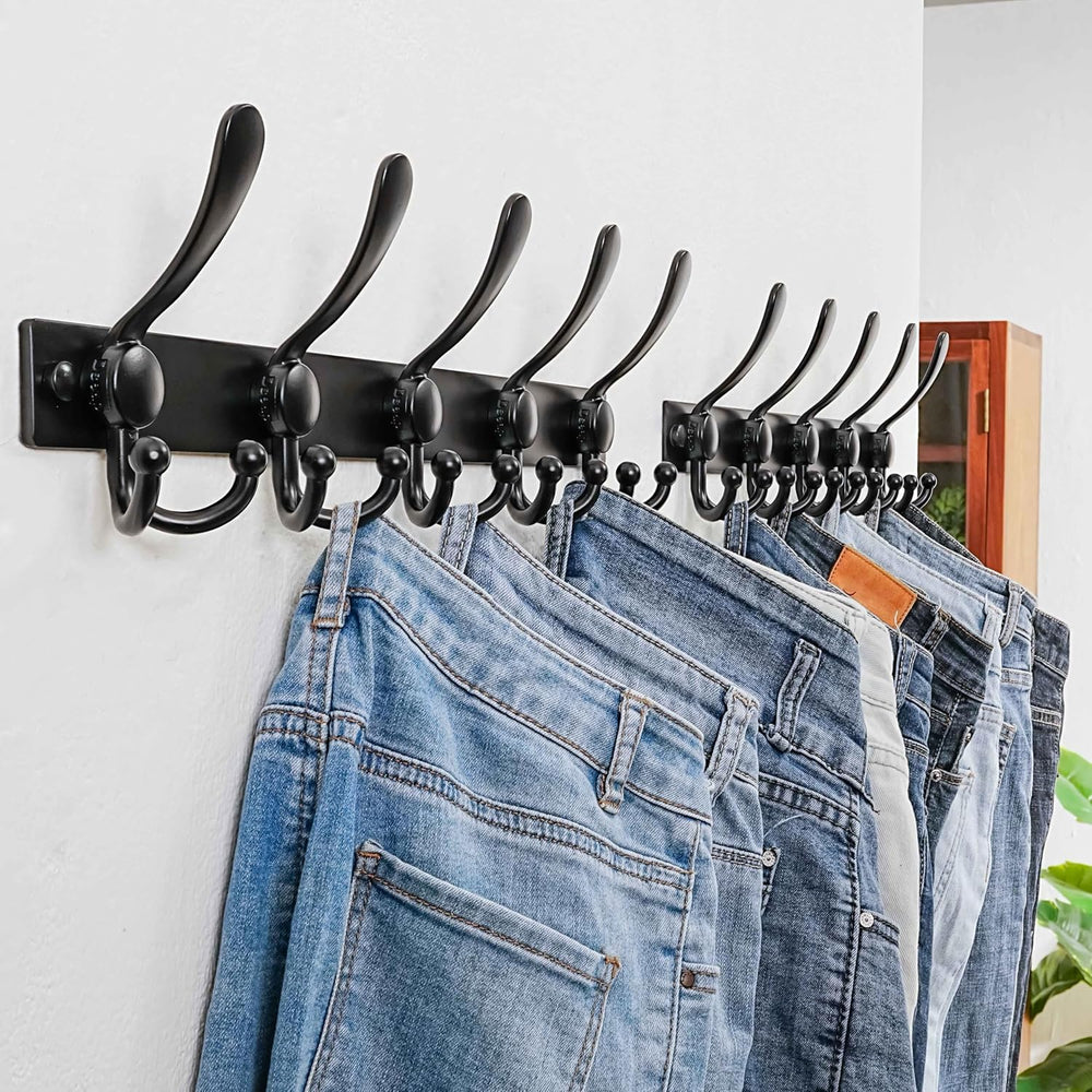 Dseap Coat Rack Wall Mount, Heavy Duty 12-Gauge Base vs Flimsy 1mm, Double-Th...