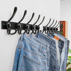 Dseap Coat Rack Wall Mount 2.0 Pro: Heavy Duty 300% Thicker, 16" Stud Mount, Stainless Steel Wall Coat Hooks Hanger for Clothes Jackets Hats Entryway Closet, MaxStrong Series, Black, Pack of 2