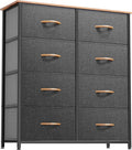 DWVO Dresser for Bedroom, Fabric Dresser with 8 Drawers, Tall Double Drawer Chest of Drawers for Closet, Living Room, Sturdy Steel Frame, Wooden Top, Easy Pull Handle