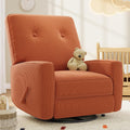 Garvee Nursery Recliner Chair, 360° Swivel Rocking Glider Chair for Adults with Adjustable Backrest & Footrest, Upholstered Armchair for Living Rooms, Bedrooms, Apartments, Orange