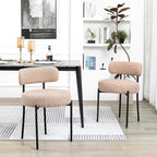 DYHOME Boucle Dining Chairs Set of 4, Upholstered Kitchen Dining Room Chairs, Side Chairs with Thick Cushions and Metal Legs for Kitchen Living Room, Camel Color