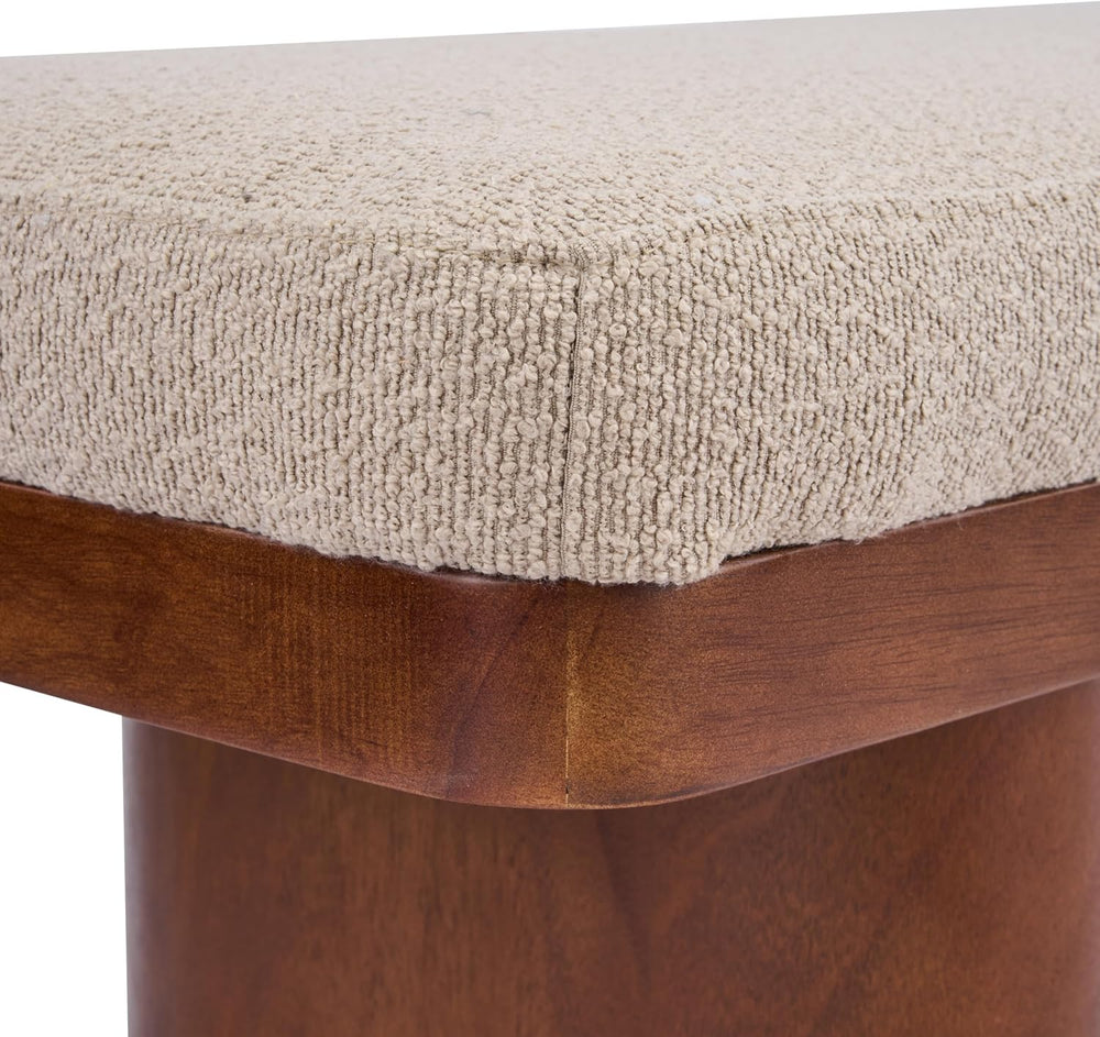 Christopher Knight Home 55" Chenille Upholstered Bench with Solid Rubber...