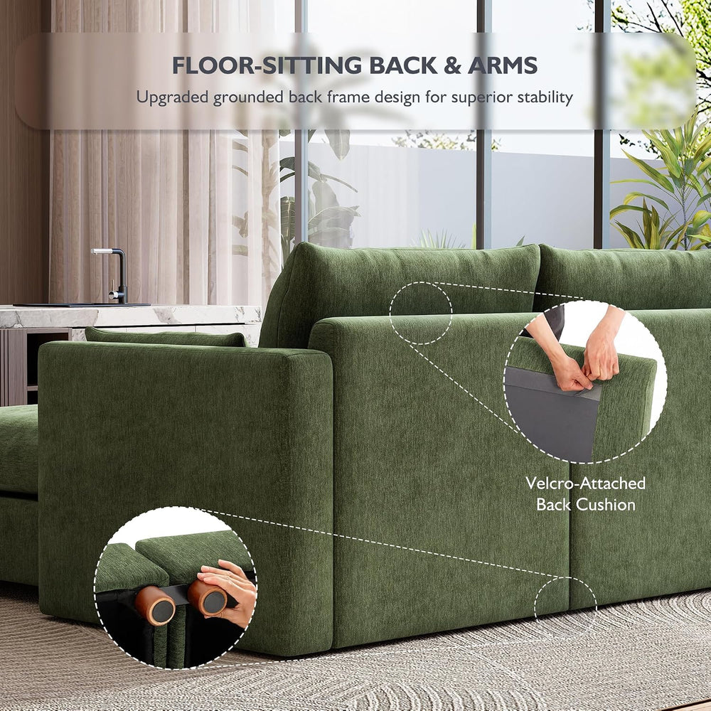 Ihanherry 111" Oversized Modular Sectional Sofa, Modern V Shaped Cloud C...