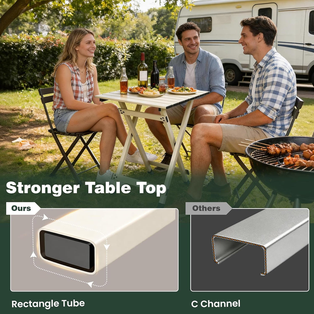 SUNNYFEEL Folding Camping Table - Lightweight Aluminum Portable Picnic Table ...
