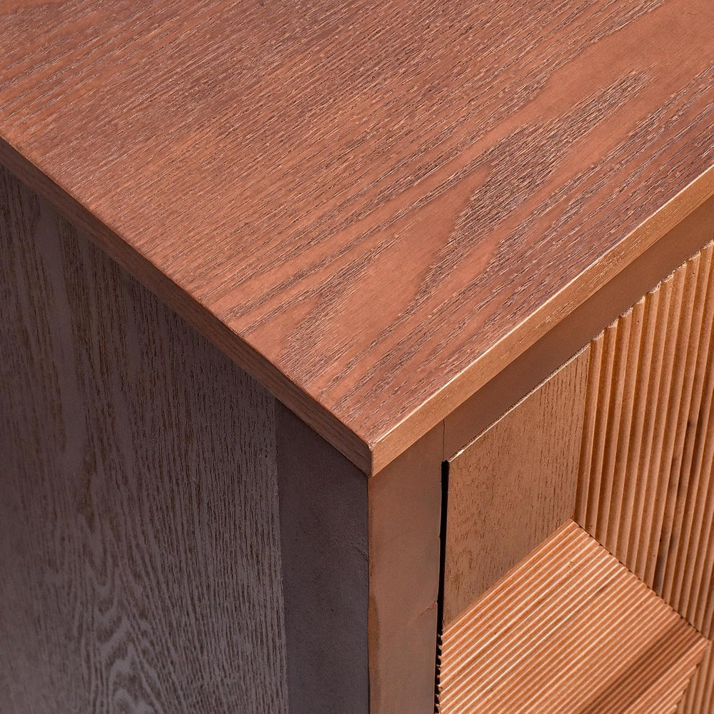 eHemco Modern End Table with Storage, Two-Toned Ribbed Parquet Design, 17 x 1...