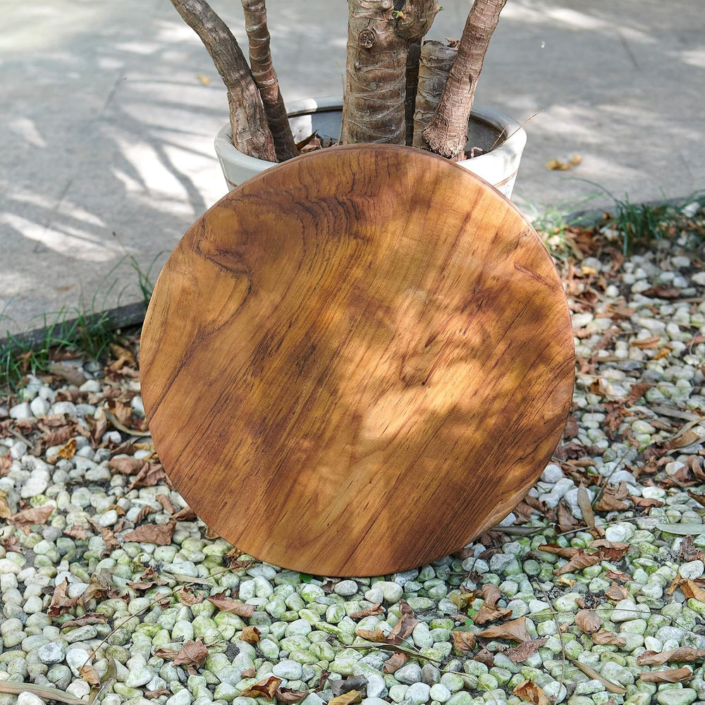 Natural Round Teak Wood Slice Slab 15.6"x15.6"x1.98" Live Edge...