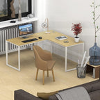 SHW Mission 55 x 60 Inches L-Shape Home Office Computer Desk, Oak